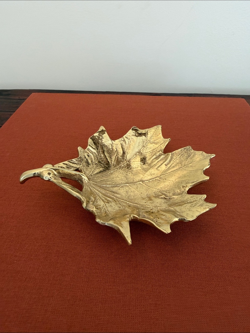 1950s Brass Virginia Metal Crafters Maple Leaf Catchall Dish